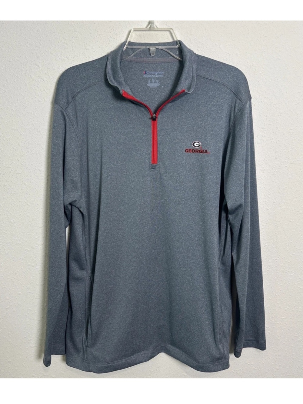 Georgia Bulldogs Champion Gray 1/4 Zip Long Sleeve Pullover Men’s Medium NCAA